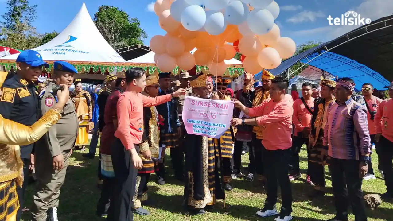 Launching PIN Polio dilakukan usai perayaan HUT ke-10 Muna Barat. Foto: Putri Wulandari/Telisik