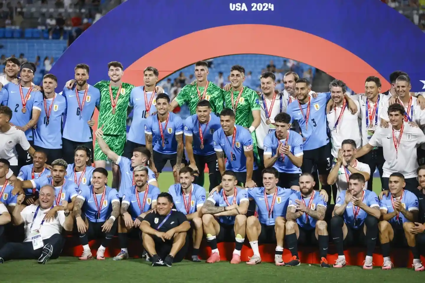 Kapten Uruguay, Luis Suarez, melakukan selebrasi usai menciptakan gol ke gawang Kanada dalam perebutan tempat ketiga Copa America 2024. Foto: Repro copaamerica.com