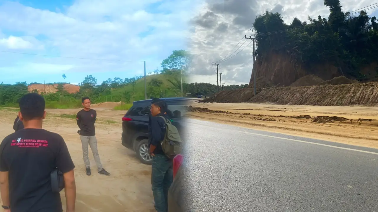 Pengecekan lokasi dilakukan Polda Sultra terkait laporan terhadap 6 developer di Kota Kendari. Foto: Kolase.