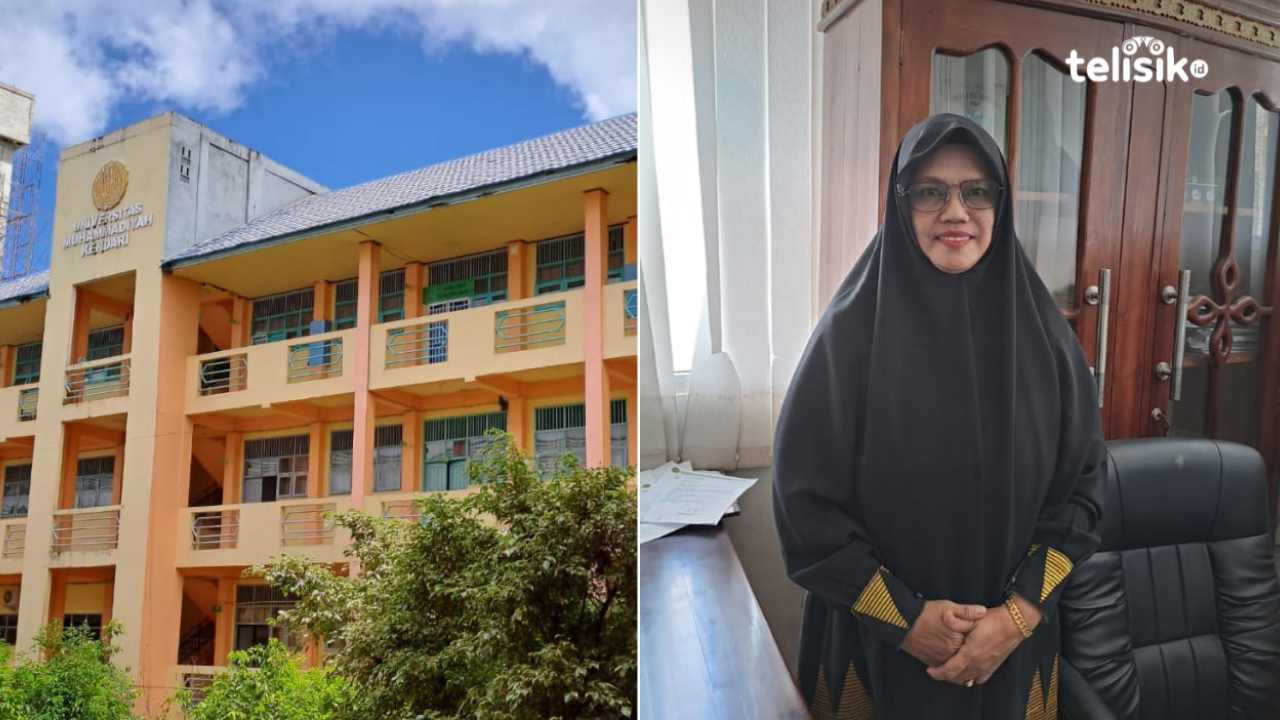 (Kiri) Gedung Universitas Muhamadiyah Kendari, (kanan) Rosdiana, Dekan FT UMK. foto: Siti Nabila/Telisik