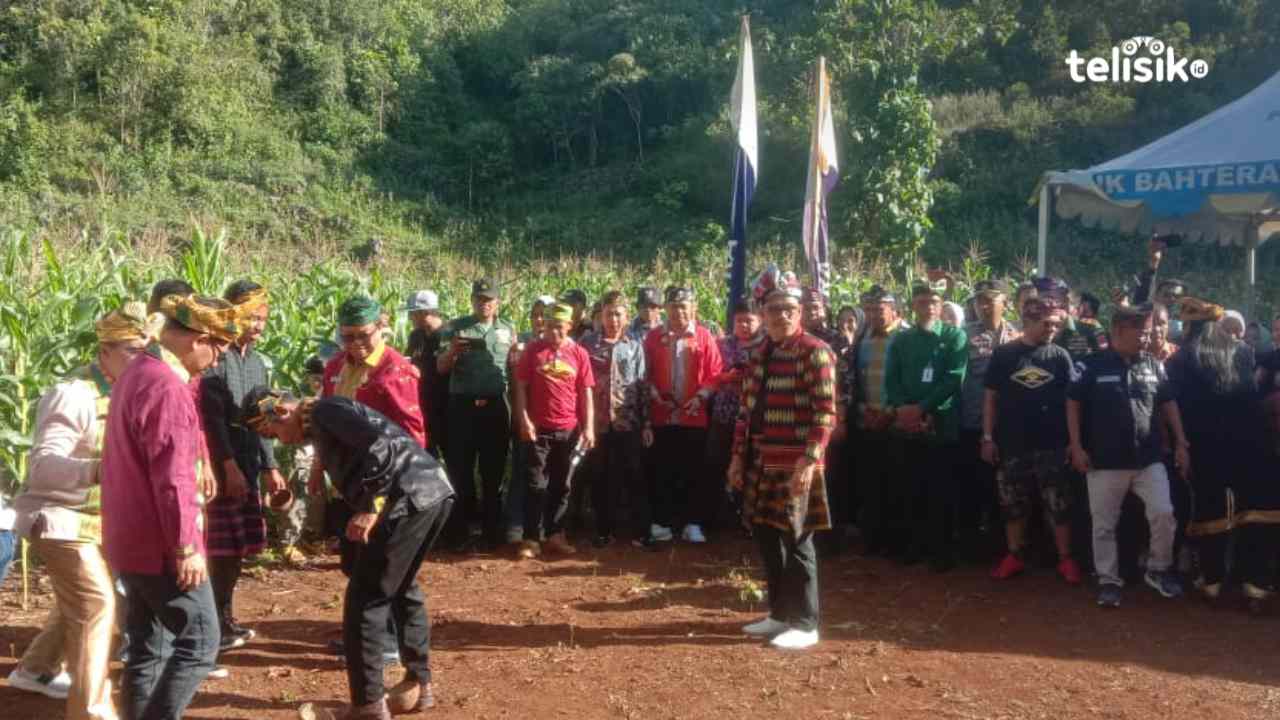 Sekda Muna, Eddy Uga memperagakan permainan tradisional Kalego di pembukaan Festival Liangkabori. Foto: Sunaryo/Telisik