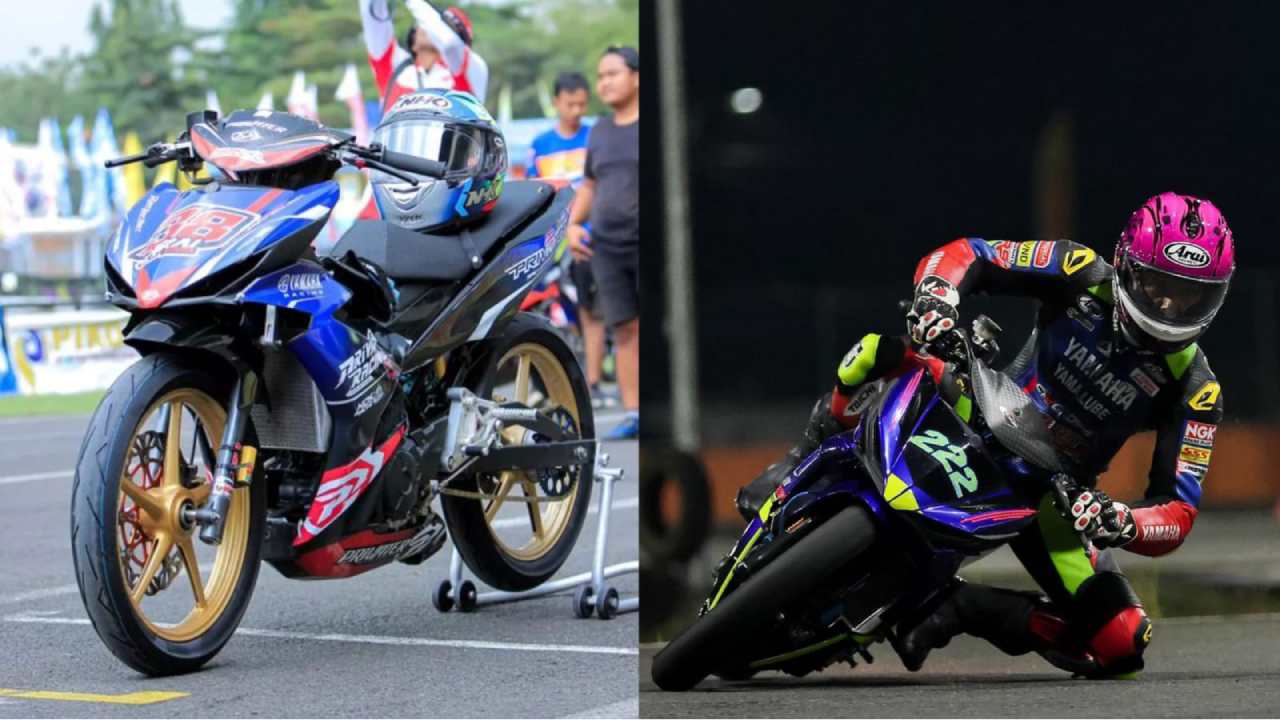 Yamaha MX King 150 cc saat melaju di lintasan road race. Foto: Instagram @reyracingspeed222