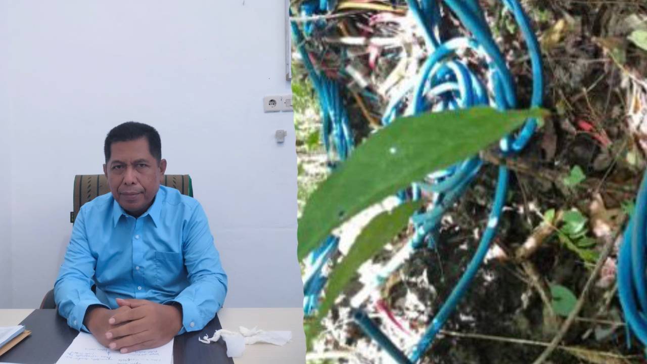 Plt Direktur PDAM Baubau Ruslan menyatakan Kabel PDAM yang dicuri di taksir ratusan juta rupiah. Foto: Kolase