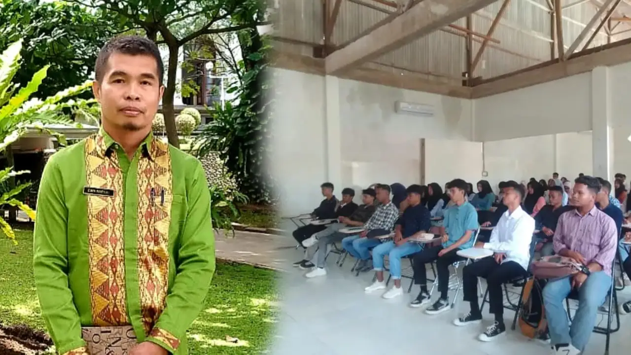 Mahasiwa baru kelas pengembangan Unidayan Pasarwajo (kanan) dan Ketua Yayasan Pendidikan Nabawiah, Zain Narsal (kiri). Foto: Ist.