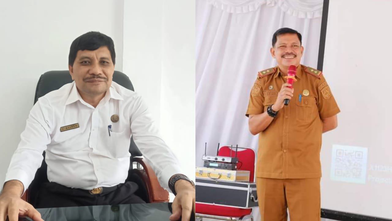 Sekda Muna, Eddy Uga dan Kepala BPKAD Muna, La Ode Hasrun. Foto : Ist.