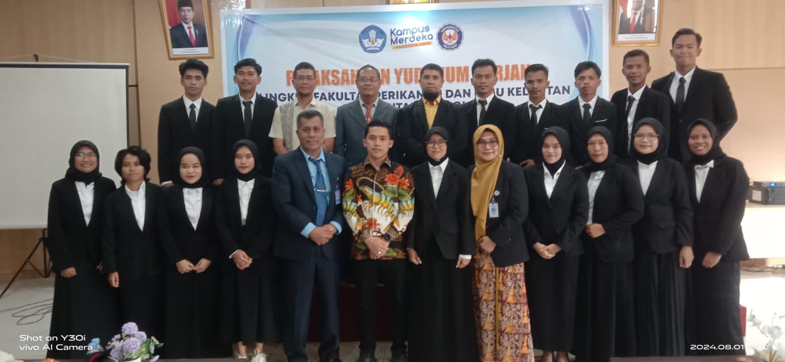 76 mahasiswa Fakultas Perikananan dan Ilmu Kelautan (FPIK) Universitas Halu Oleo Kendari melakukan yudisium periode Juli 2024. Foto: Erni Yanti/Telisik