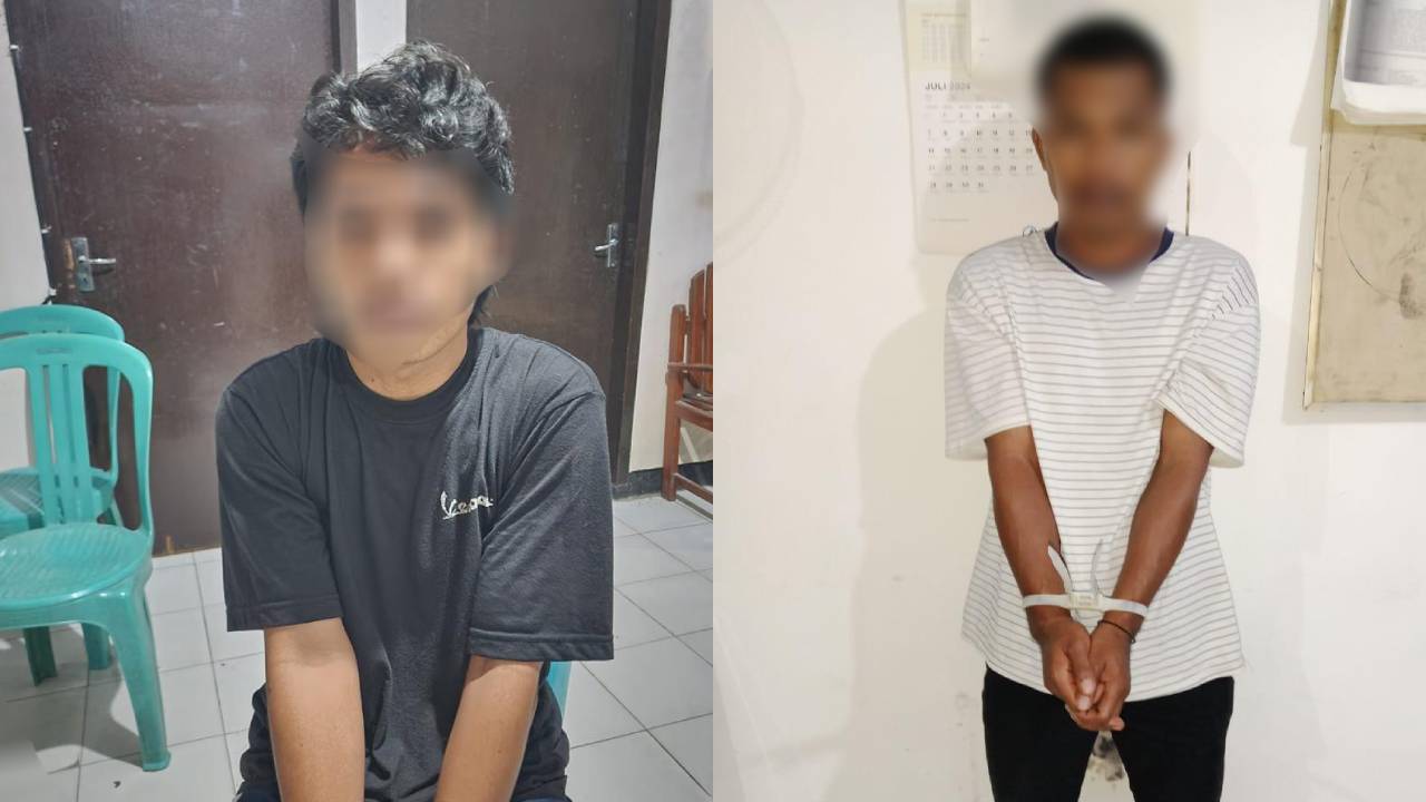 Dua pelaku pengeroyokan anggota Polri yang berhasil diamankan Polsek Poasia. Foto: Kapolsek Poasia