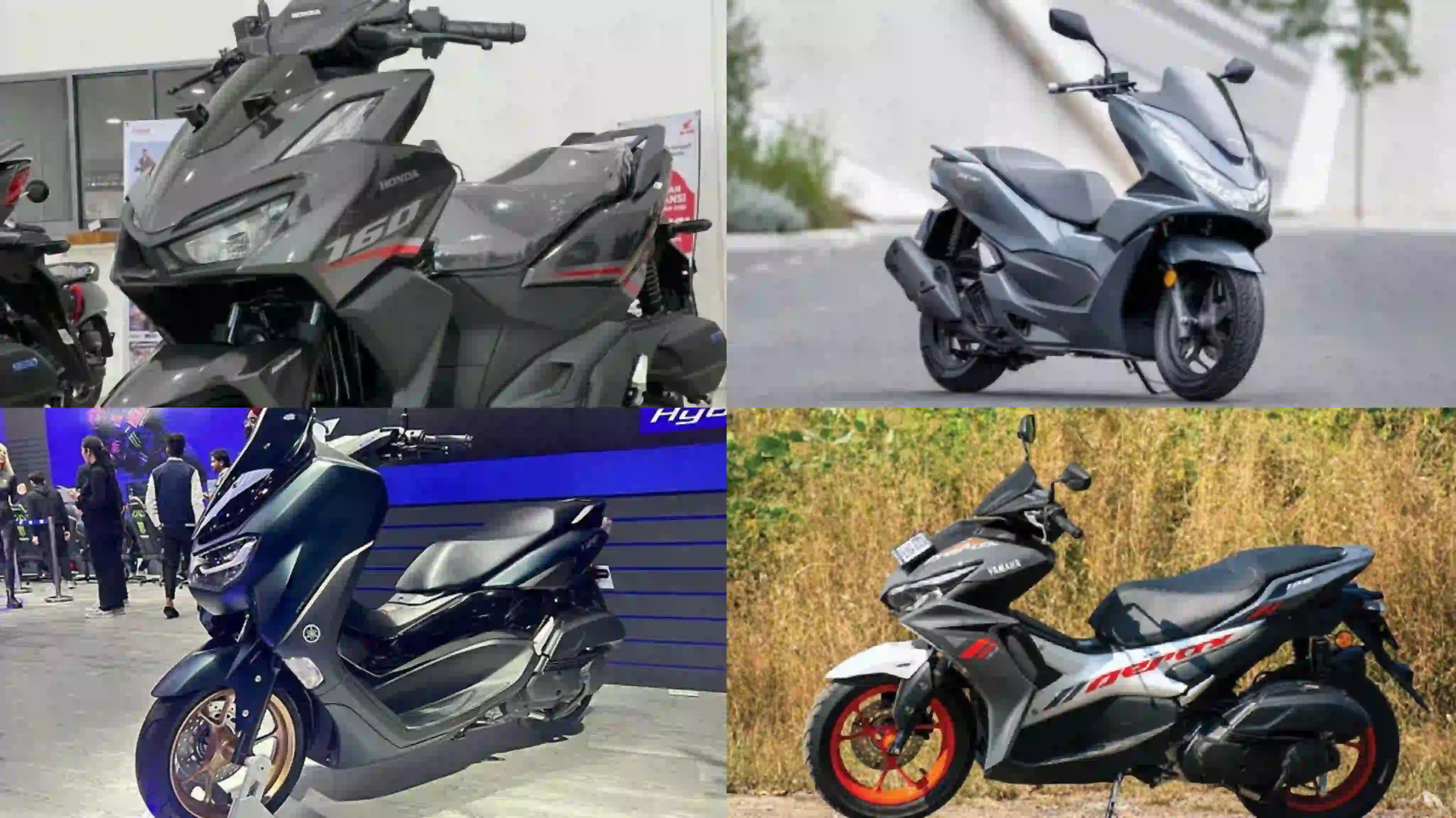Honda Vario (atas kiri) Honda PCX (atas kanan) Yamaha NMAX (bawah kiri) dan Yamaha Aerox (kanan bawah). Foto: Repro Pinterest