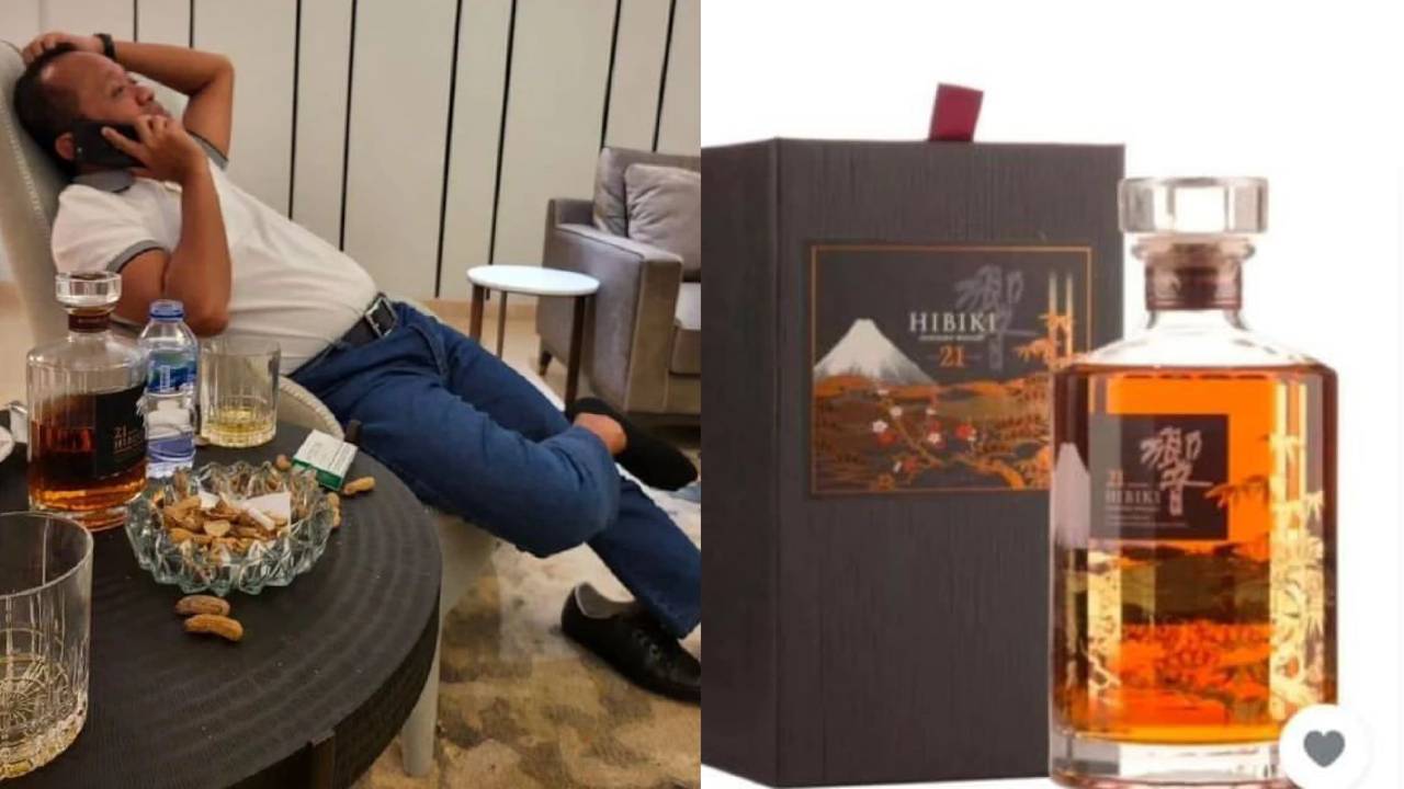 Potret Bahlil diduga sedang menikmati Whiskey, beredar di media sosial. Foto: Instagram @Terang Media