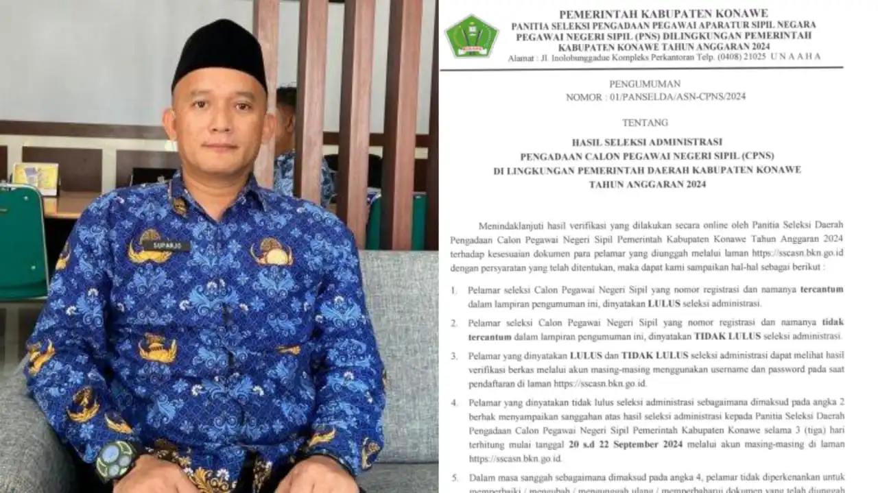 Pemda Konawe umumkan hasil seleksi administrasi CPNS lingkup Pemda Konawe. Foto: Ist.