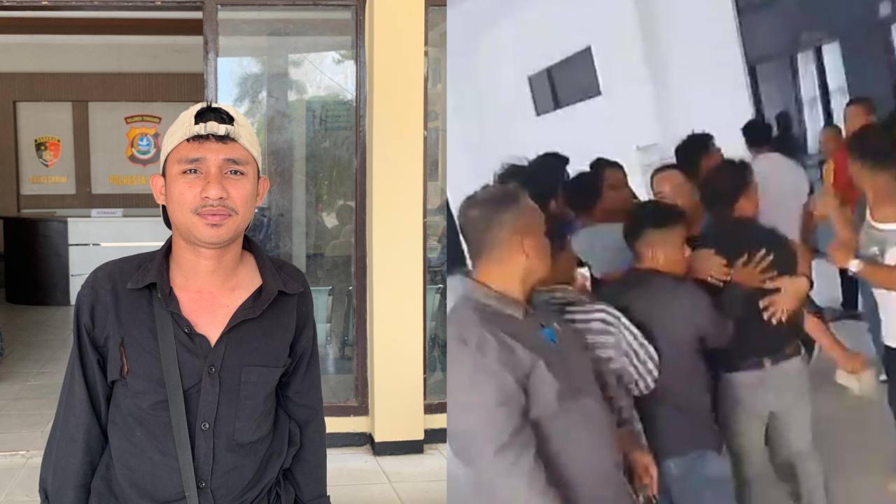 Salah seorang demonstran yang menjadi korban pemukulan saat unjuk rasa. Foto:Ist