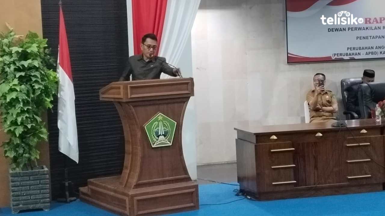 Ketua Fraksi PDIP DPRD Kolaka Utara, Nasir Banna, saat menyampaikan pandangan fraksinya, Jumat (27/9/2024). Foto : Muh. Risal H/Telisik