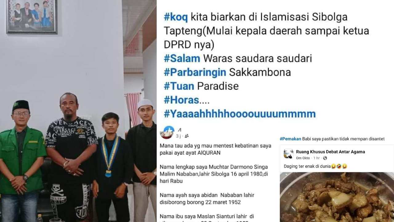 Kader Golkar Sibolga itu diduga menista agama Islam, nabi Muhammad SAW, dan Al-Qur’an melalui postingan akun media sosial (medsos) facebooknya atas nama Muchtar Nababan. Foto: Facebook @Ansor Banser Sibolga