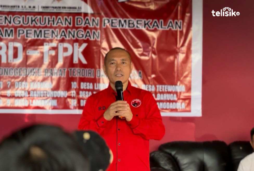 Bakal Calon Bupati Konawe Rusdianto siap tuntaskan pengaspalan di Kecamatan Wonggeduku Barat di tahun pertama. Foto: Sigit Purnomo/Telisik
