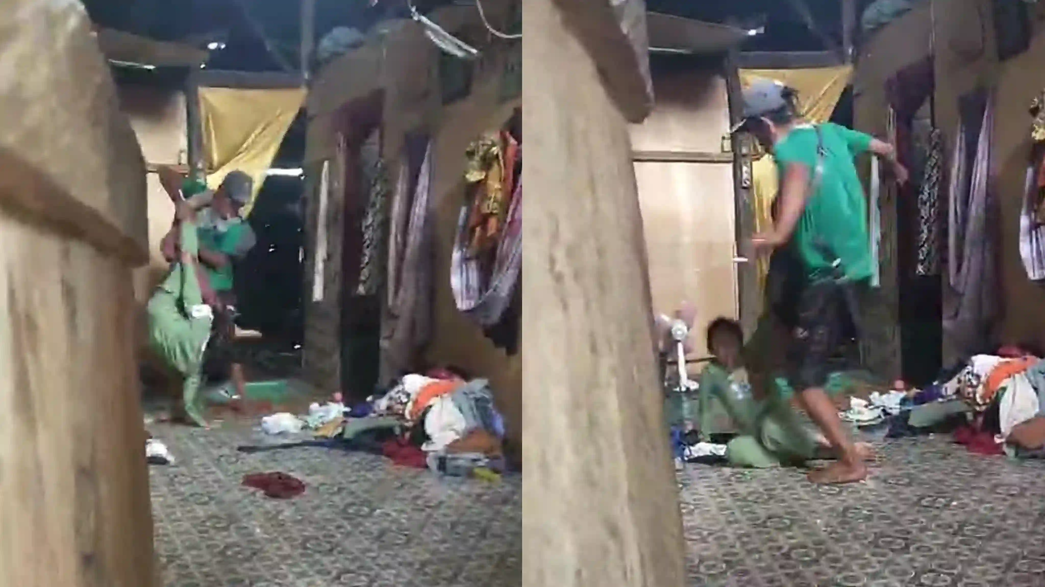 Seorang ayah di Sulawesi Selatan menganiaya putri kandungnya dengan cara diinjak dan dibanting. Foto: Screenshot Video