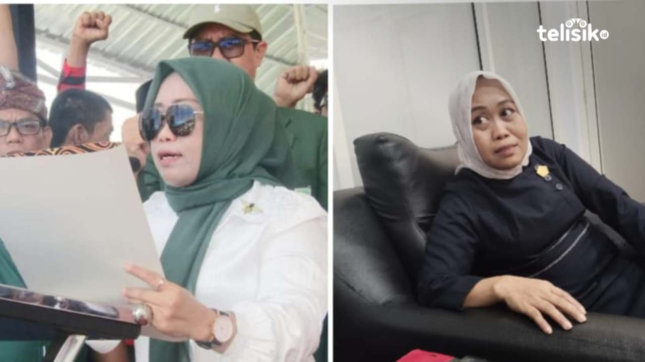 Hj. Ulfa Haeruddin saat  deklarasikan pasangan Anton-Abbas sebagai balon Bupati dan Wakil Bupati Kolaka Utara (kiri) dan saat ditemui di ruangan kerjanya (kanan). Foto: Muh. Risal H/Telisik