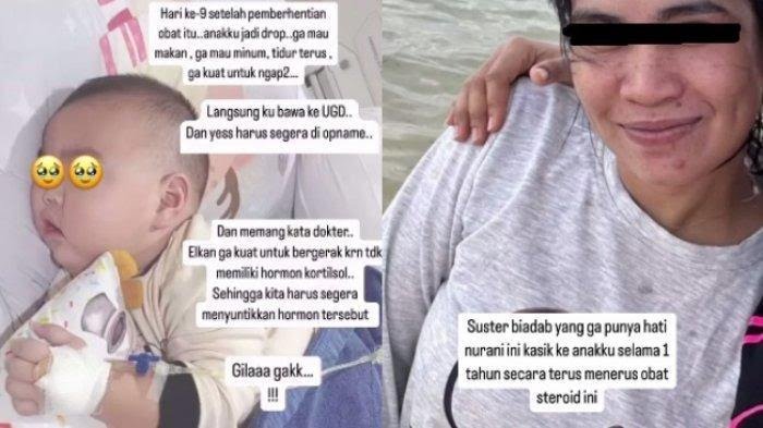 Babysitter cekoki obat keras ke Bayi, pelaku kini ditangkap, Ibu kandung tak kuasa meliha kondisi anaknya. Foto: Repro tribunnews.com