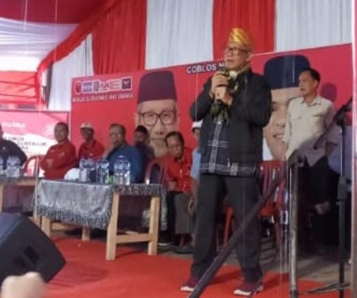 Calon Gubernur Sulawesi Tenggara Lukman Abunawas, saat kampanye di Kabupaten Konawe. Foto: Ist.