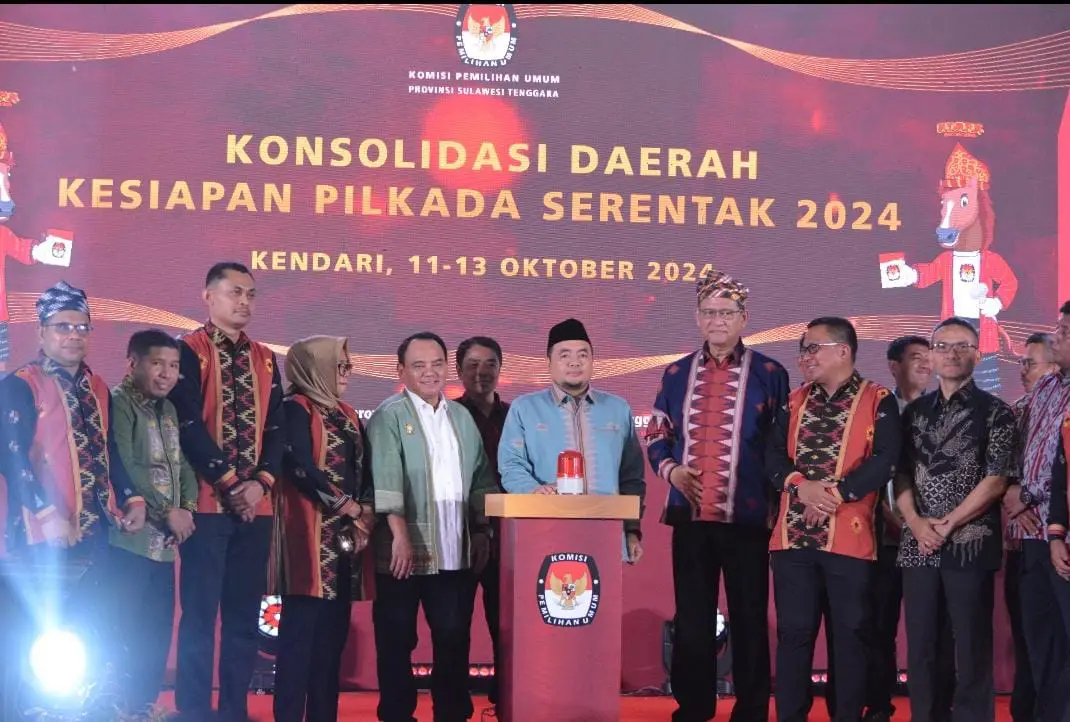 KPU Sultra gelar rapat konsolidasi daerah kesiapan Pilkada Serentak 2024 bersama seluruh badan ad hoc. Foto: Ist.