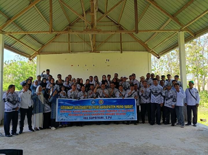 PGRI Muna Barat mendesak pihak kepolisian transparan dalam kasus Supriyani, guru honorer SD di Kecamatan Baito, Konawe Selatan. Foto: Ist