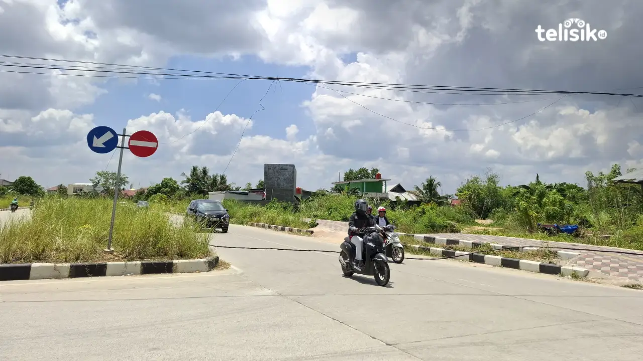 Kabel listrik di Jalan Baru Perempatan Kampus UHI Kendari menjuntai rendah dan sebagian berserakan di jalan akibat terkait truk. Foto: Erni Yanti/Telisik