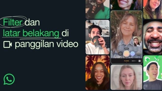 Ilustrasi fitur filter dan latar belakang untuk panggilan video di WhatsApp. Foto: Repro Antara