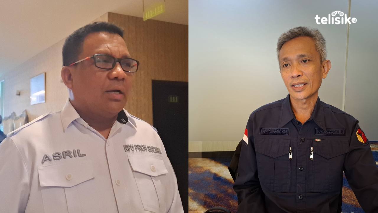 Ketua KPU Bawaslu Provinsi Sulawesi Tenggara, Asril (kiri), dan Ketua Bawaslu Sulawesi Tenggara, Iwan Rompo Banne. Foto: Erni Yanti/Telisik