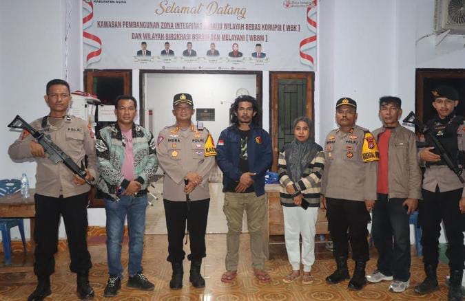 Kapolres Muna, AKBP Indra Sandy Purnama Sakti bersama Ketua KPU, LM Askar Adi Jaya dan Ketua Bawaslu, Al Abzal Naim. Foto : Ist.