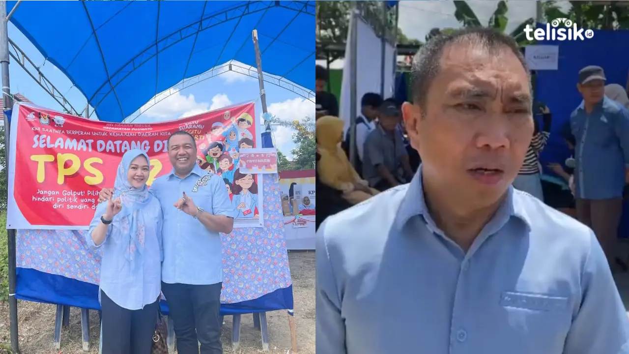 Pasangan calon Wali Kota dan Wakil Wali Kota Kendari AJP-ASLI usai salurkan hak pilihnya di TPS yang berbeda. Foto: Sigit Purnomo/Telisik