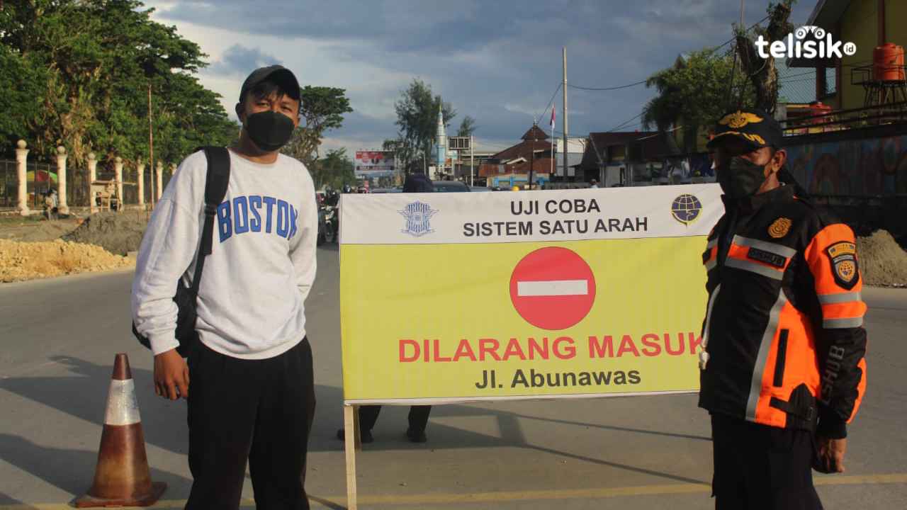 Kawasan uji coba jalur satu arah di jalan area MTQ. Foto: Umar T
