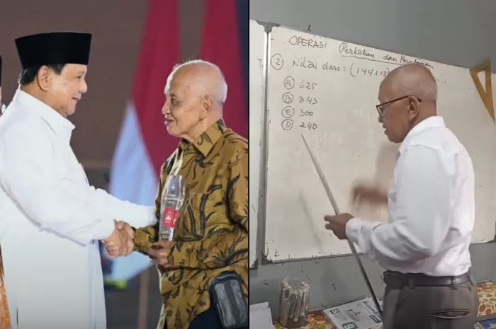 Mbah Melan, Guru Viral TikTok yang Dapat Penghargaan dari Prabowo. Foto: Repro Jawapos