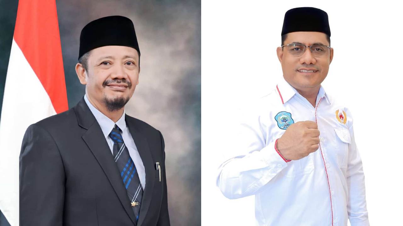Calon Bupati Buton Tengah nomor urut 1, Azhari (kiri), dan calon nomor urut 2, La Andi (kanan). Foto: Facebook @La Andi S Sos/AZhari