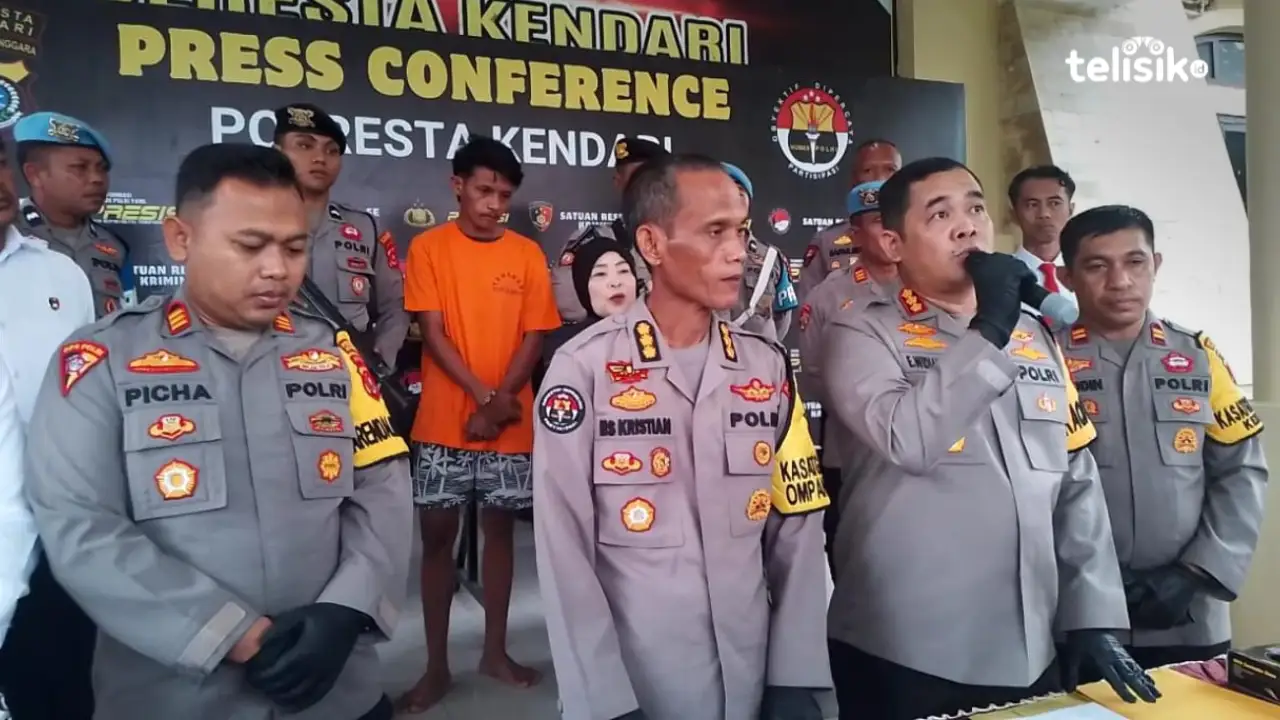 Dalam Konferensi Pers Kapolresta Kendari mengungkap kasus pembunuhan ASN Dinkes asal Kabupaten Muna. Foto: Mirdad/Telisik