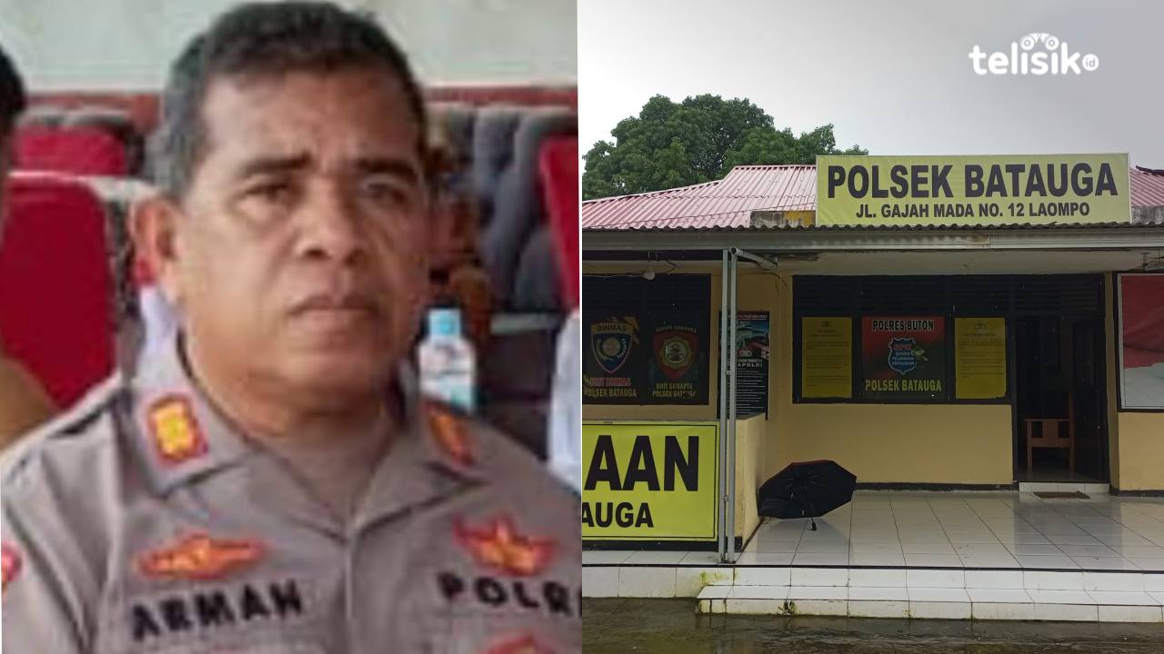 Kepala Polsek Batauga, AKP Arman (kiri) dan Kantor Polsek Batauga, Buton Selatan. Foto: Ali Iskandar Majid/telisik