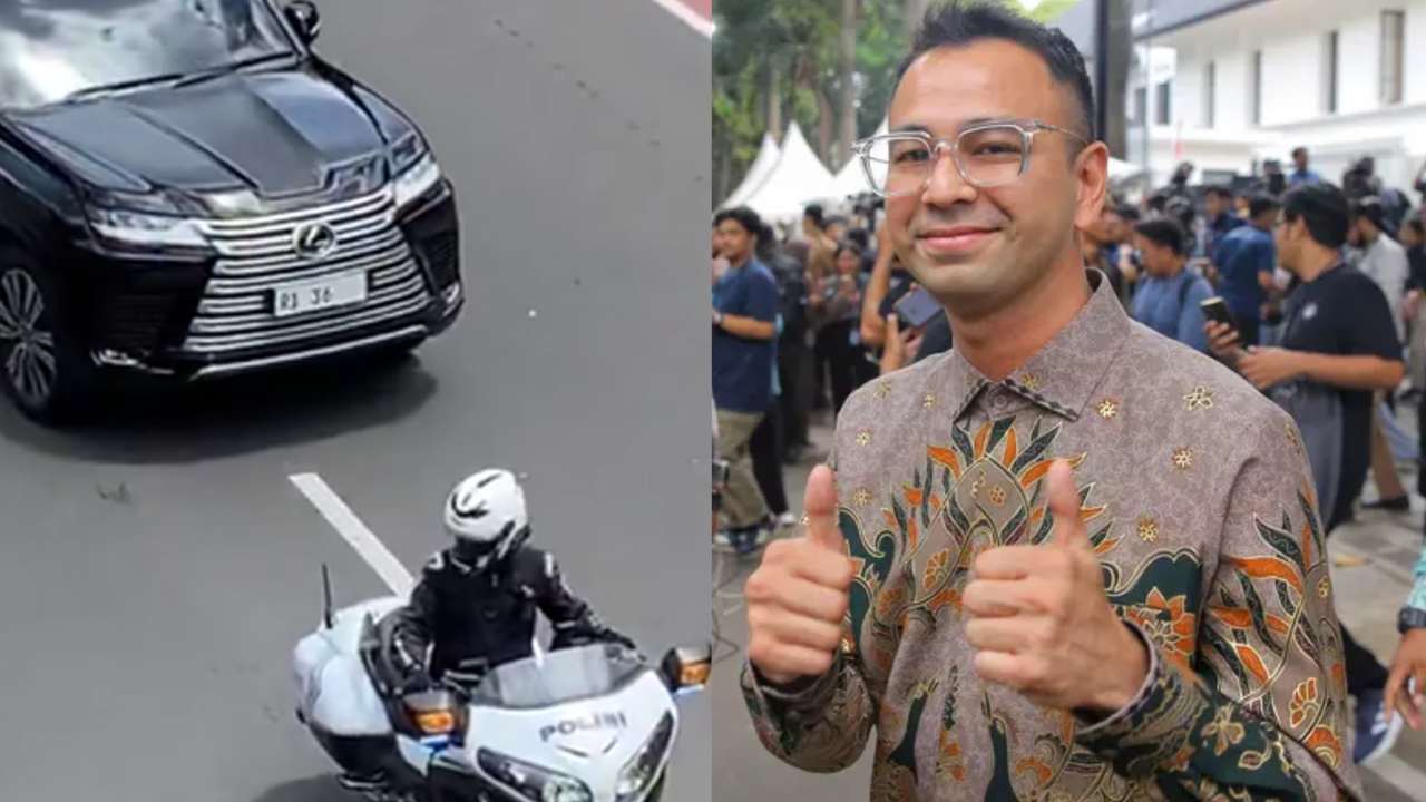 Video viral Lexus RI 36 milik Raffi Ahmad dikawal Patwal, aksi petugas arogan. Foto: Screenshoot video/liputan6.com