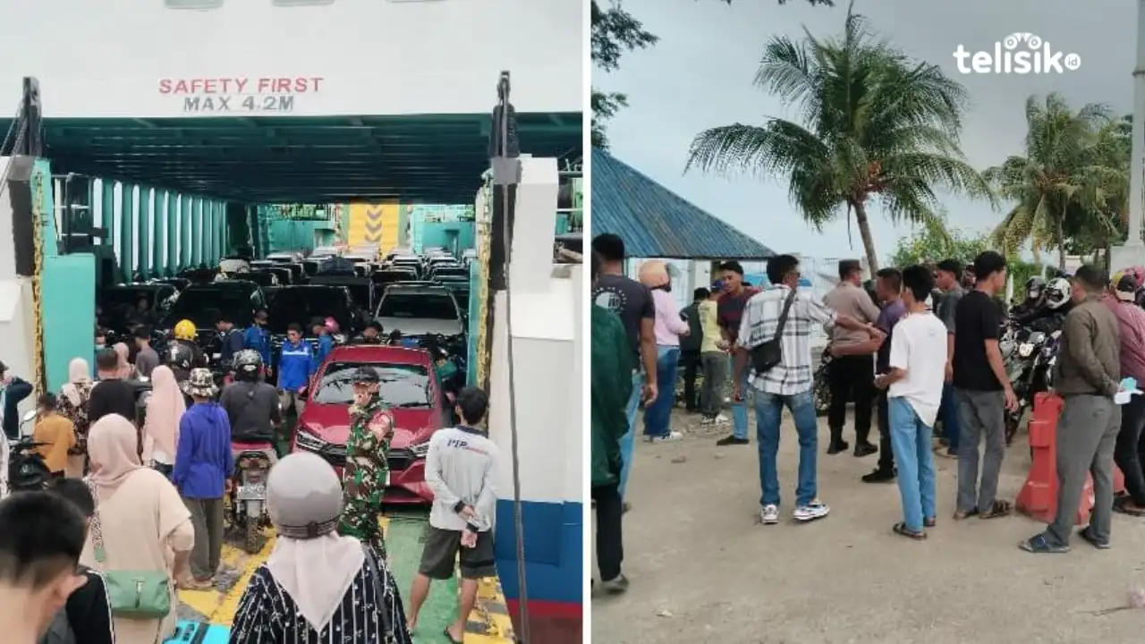 Kepadatan arus mudik di Pelabuhan Tobaku, Kolaka Utara masih terasa hingga H-2 lebaran 2025. Foto: Muh. Risal H/Telisik.