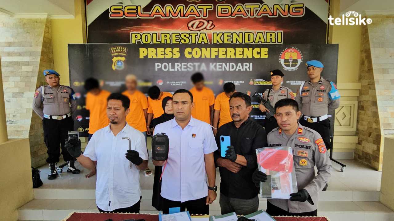 Komplotan pencuri di Kota Kendari berhasil dibekuk polisi usai beraksi di 66 TKP. Foto: Sigit Purnomo/Telisik.