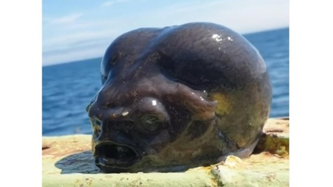 Penampakan makhluk mirip alien yang ditemukan seorang nelayan di Rusia. Foto: Repro screenshot Instagram Roman Fedortsov