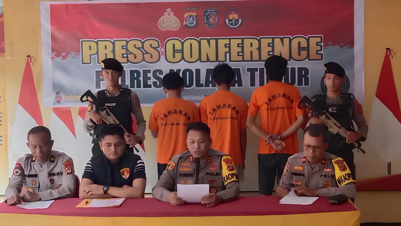 Polres Kolaka Timur amankan 3 tersangka curanmor dan penggelapan ranmor serta mengamankan 11 barang bukti. Foto: Ist.