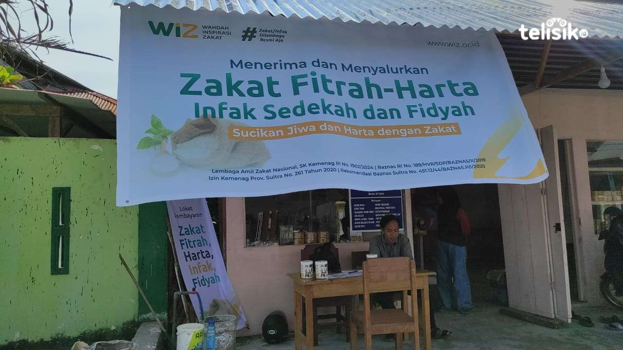 Salah satu posko penerimaan zakat fitrah WIZ Gerai di Mandati 3 Wakatobi. Foto: Wa Ode Hesti/Telisik