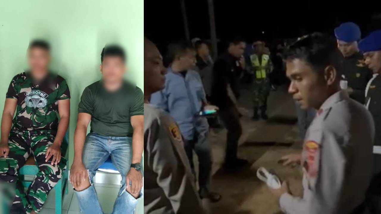 Oknum TNI terduga pelaku pengeroyokan tiga anggota polisi. Foto: Ist.