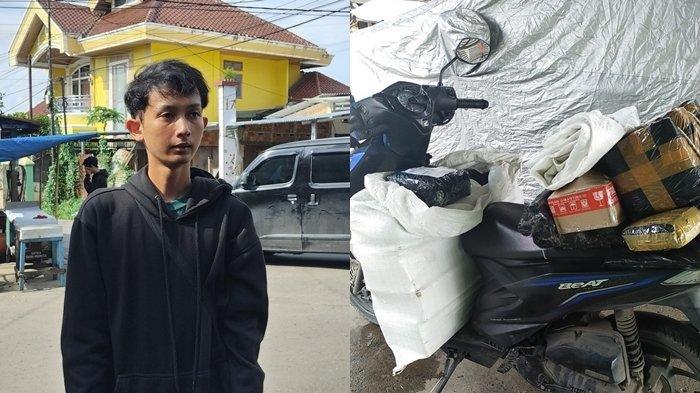 Kurir Yoga kehilangan motor dan 138 paket saat bertugas. Foto: Repro Tribunnews.
