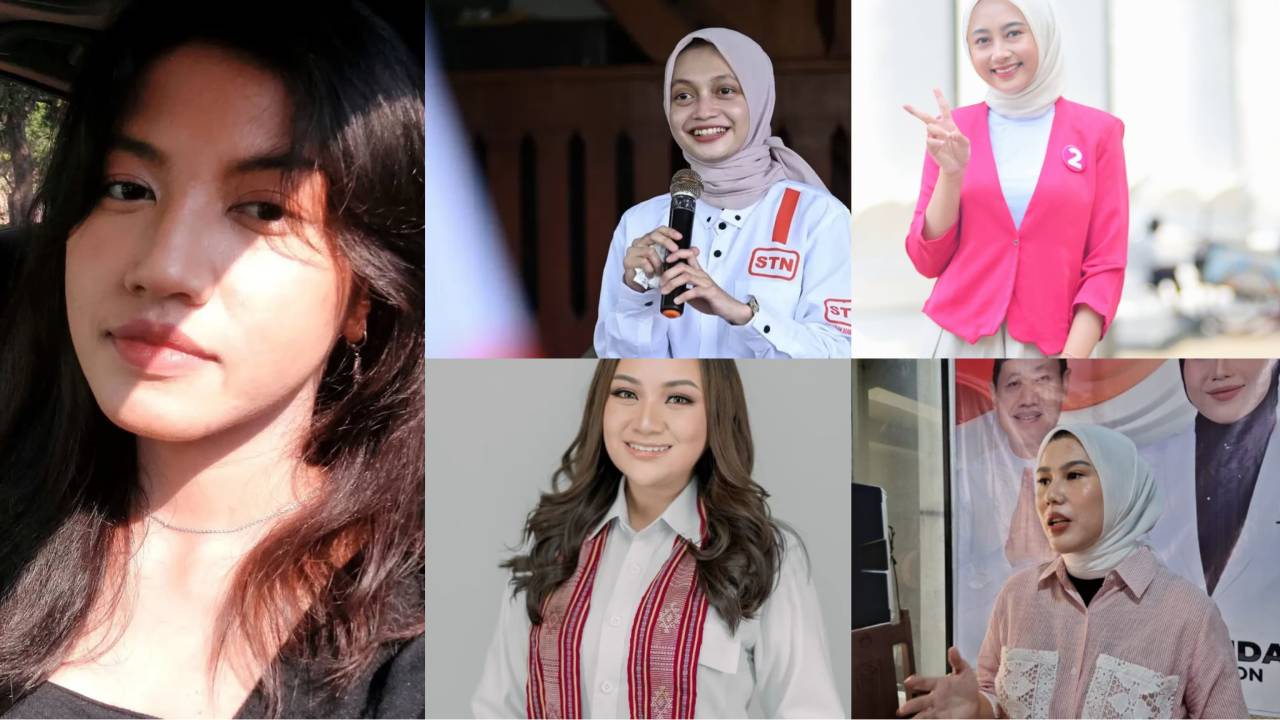 Serena Cosgrova Franscies (bawah tengah), Annida Allivia (kanan atas) , Vinanda Prameswati (tengah atas), Aurum Obe Titu Eki (kiri) dan Belilinda Birton (bawah kanan). Foto: Repro Wikipedia.