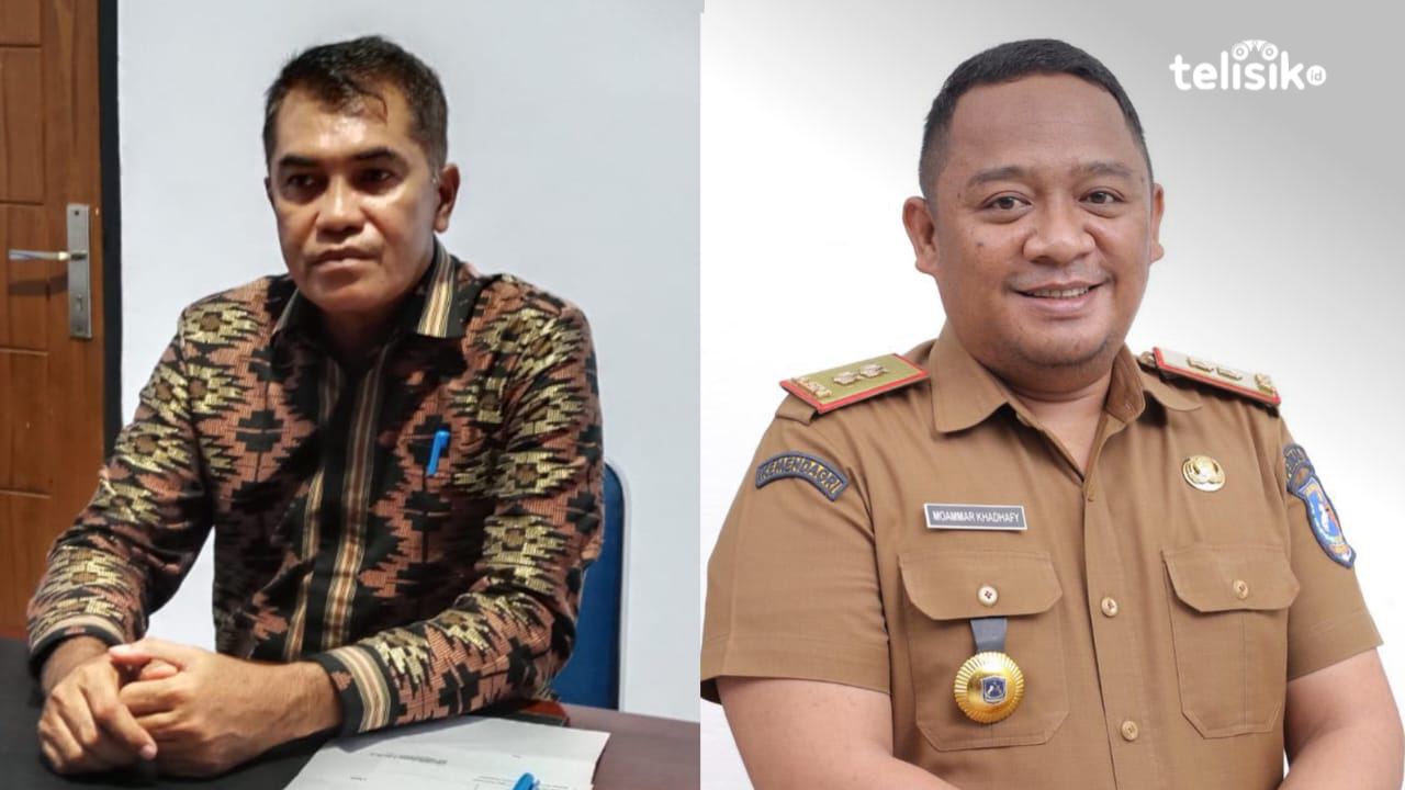 Kadinkes Muna, La Ode Azizwan (kemeja batik); dan Kadinsos, Muamar Khadafy. Foto: Sunaryo/Telisik
