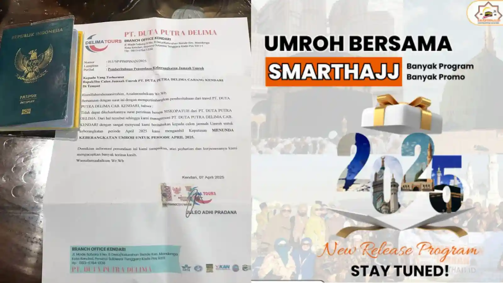 Ratusan jamaah umrah yang tergabung dalam travel Smarthajj gagal berangkat, tuntut uang kembali. Foto: Ist.