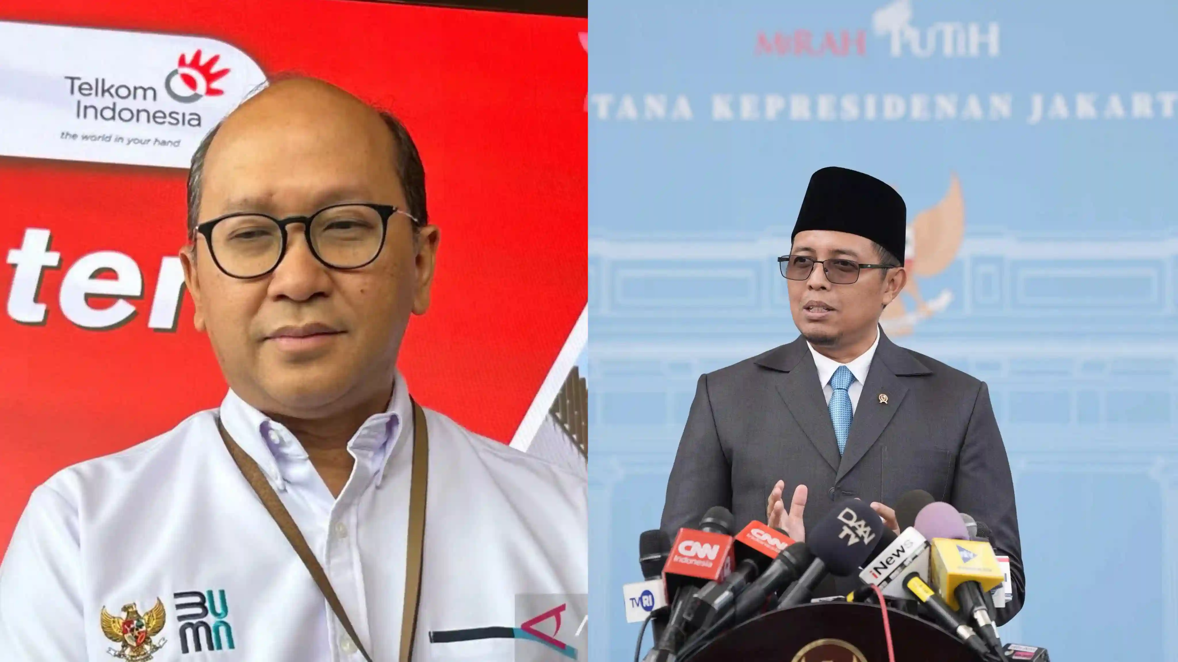 Isu reshuffle kabinet Prabowo menguat, Hasan Nasbi (kanan) dan Rosan Roeslani (kiri) paling disorot. Foto: Repro Antara/Jawapos.