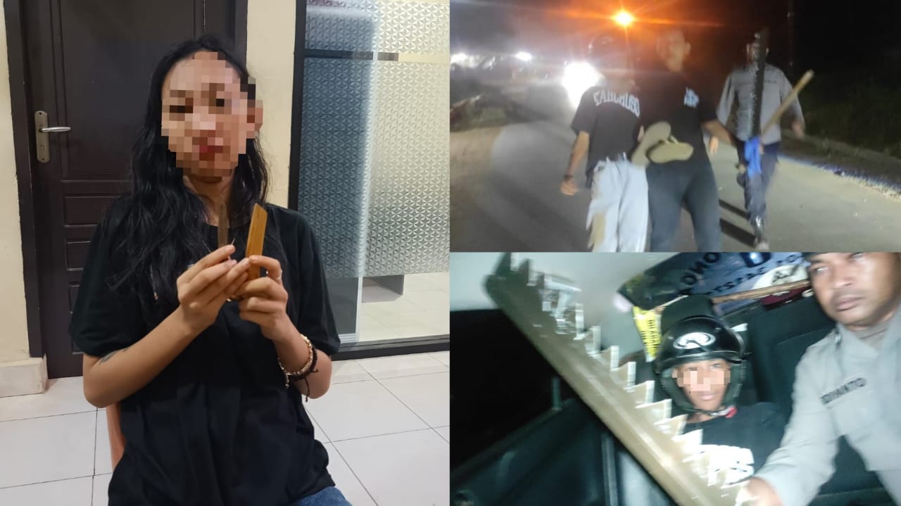 Tawuran dua kelompok anak muda pecah di BTN Bumi Royal, polisi amankan 4 pelaku dan satu perempuan. Foto: Ist.