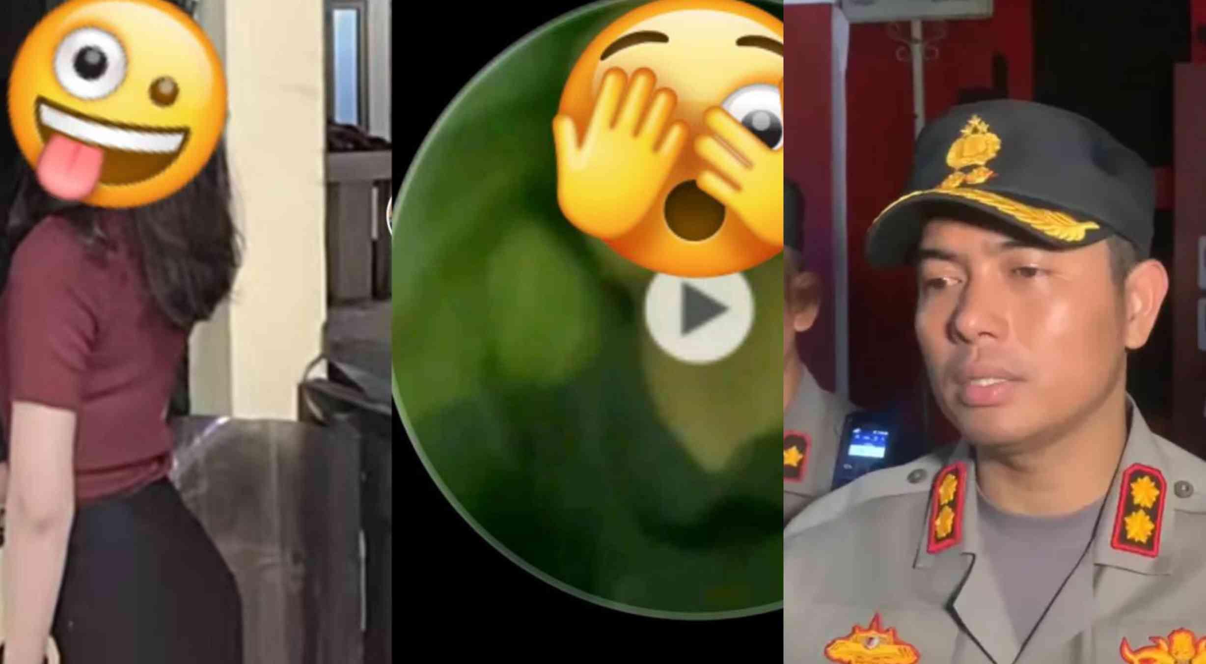Kapolres Ngawi, AKBP Charles Pandapotan Tampubolon (kanan) tegaskan pemeran video syur bukan pelajar SMP. Foto: TikTok@vania spensa ngawi/Beritajatim.
