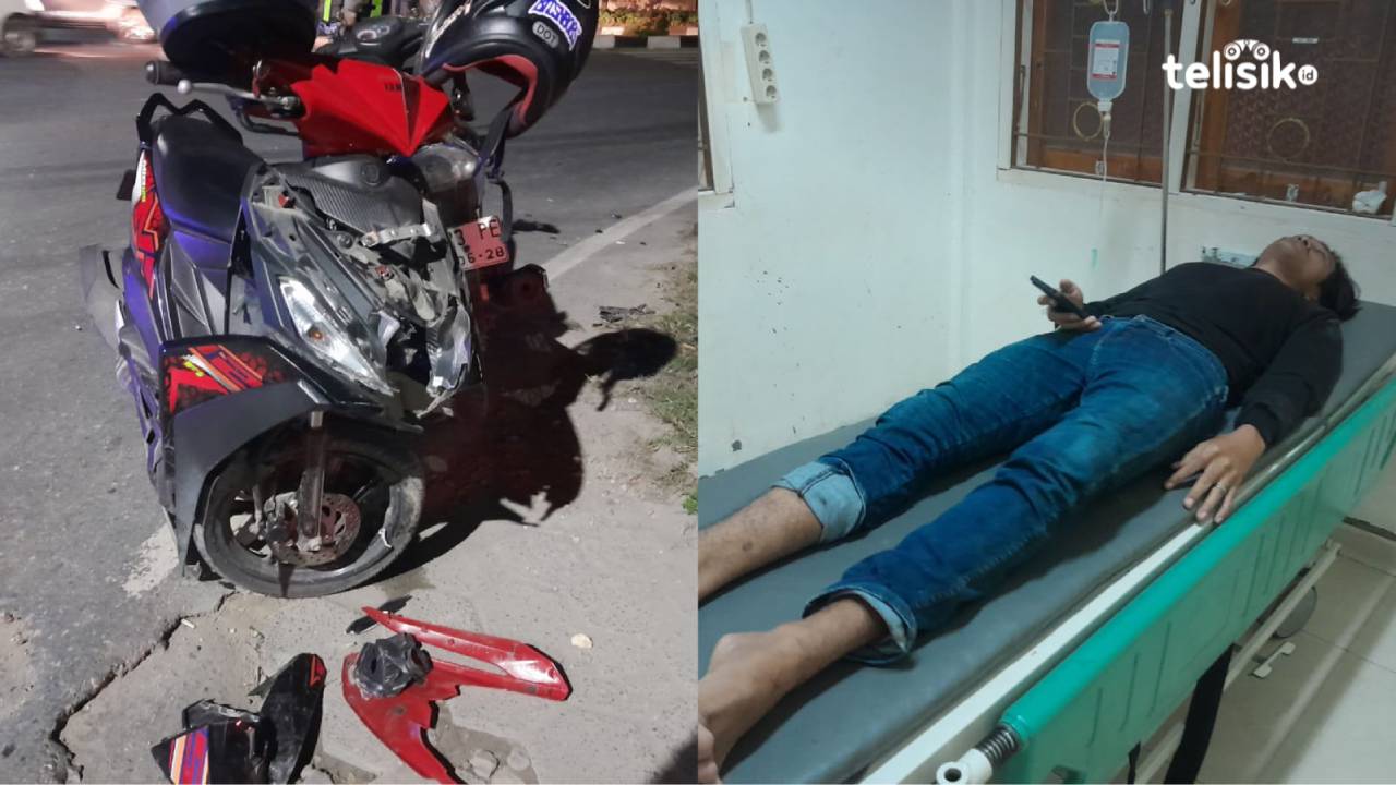 Motor rusak parah dan korban dilarikan di rumah sakit akibat kecelakaan di perempatan Polda Sultra, pada Sabtu (17/5/2025) sekitar pukul 23.00 Wita. Foto: R. Anugrah/Telisik.