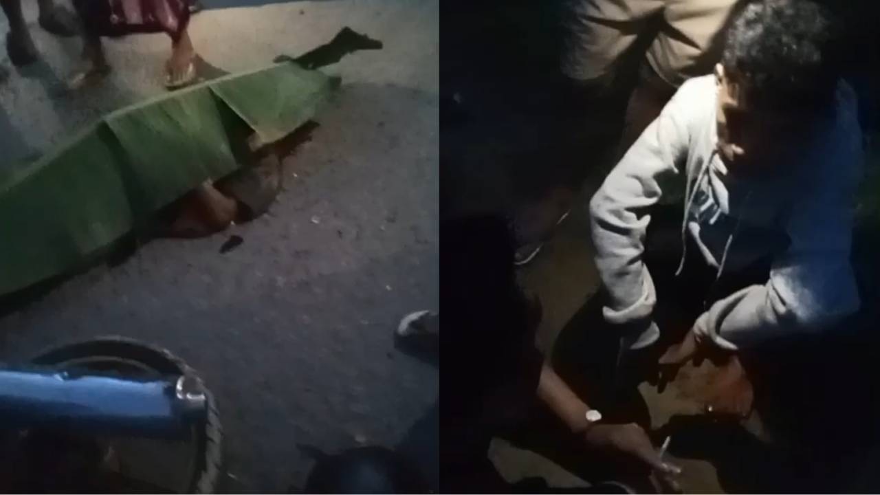 Kondisi korban usai tertabrak yang terbungkus daun pisang. Foto: Sreenshot video.
